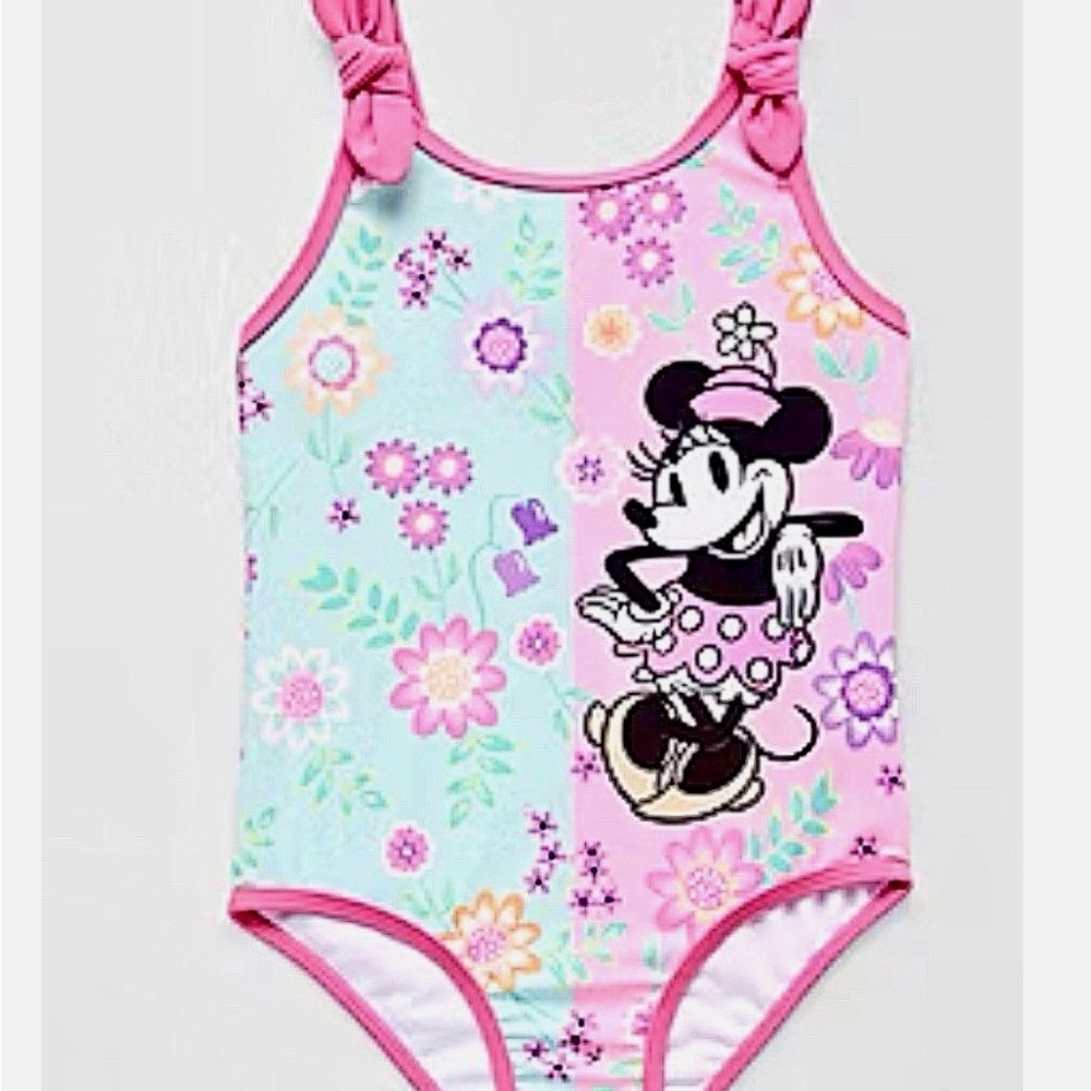 NWT Disney Minnie Mouse Toddler Girls One Piece Swimsuit Size 3 UPF 50+